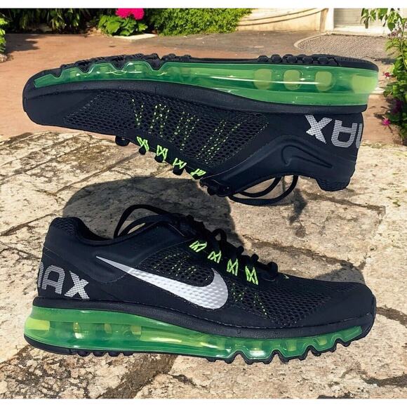 Nike Air Max 2013 Classic Black Volt Kids Size 7Y Shoes New In Box Fast Ship - Picture 5 of 9